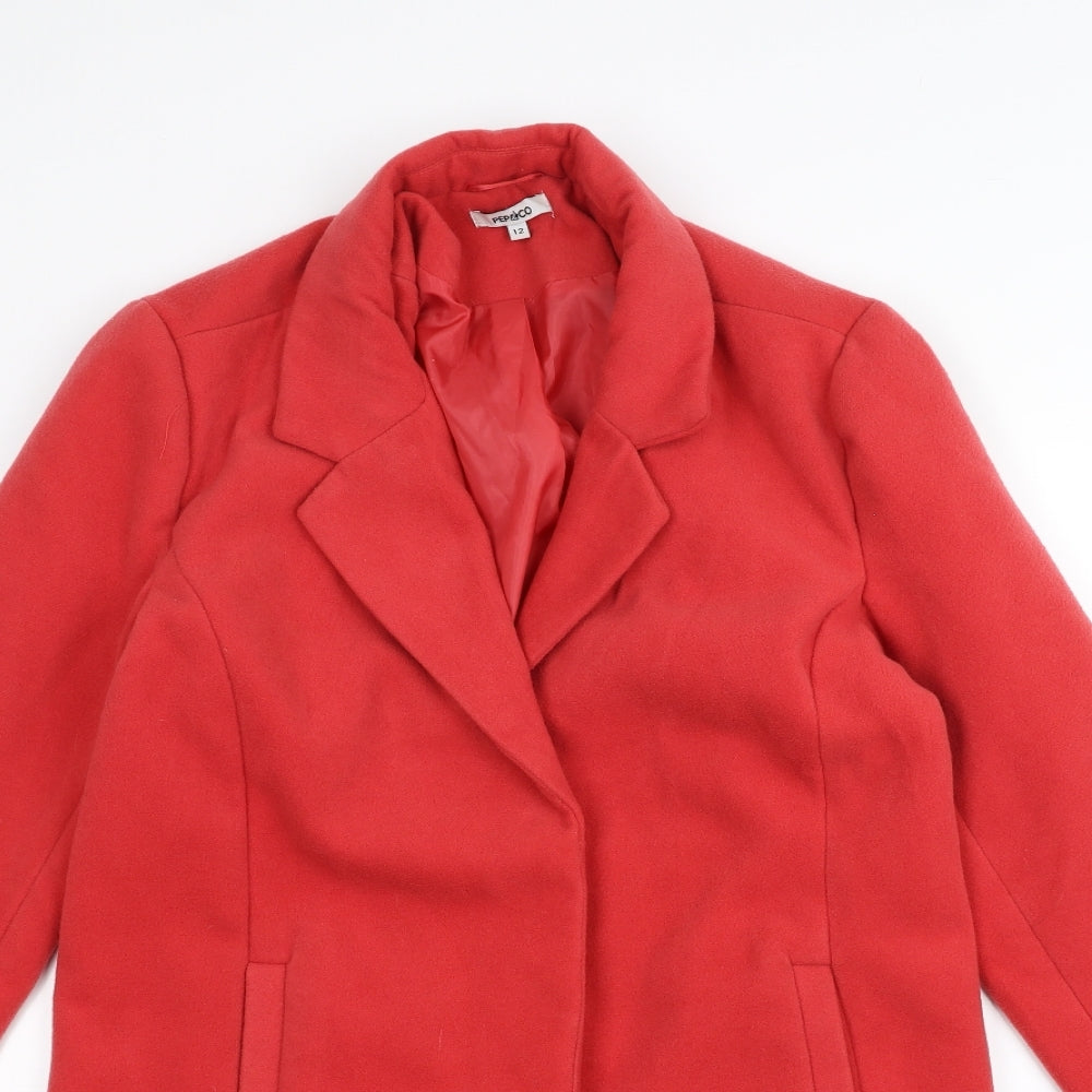 Pep&co Womens Red   Overcoat Coat Size 12