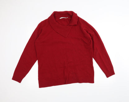 Preloved EWM Womens Red  Knit Pullover Jumper Size L - Front