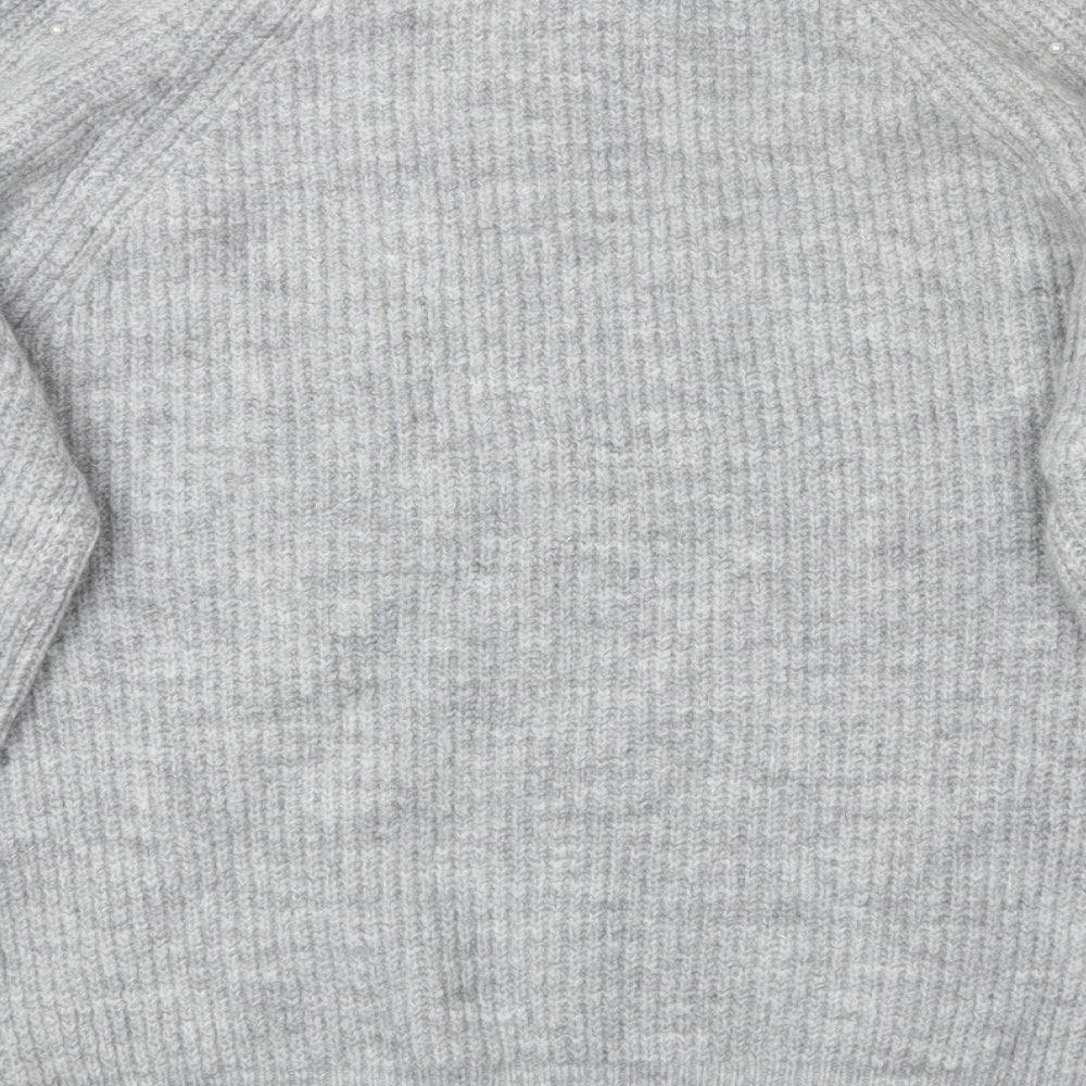 Papaya Womens Grey   Pullover Jumper Size M  - Fake Pearls