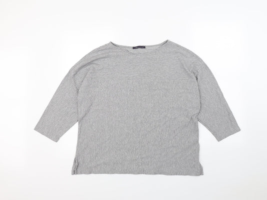 M&s Womens Grey Striped  Pullover Jumper Size 18