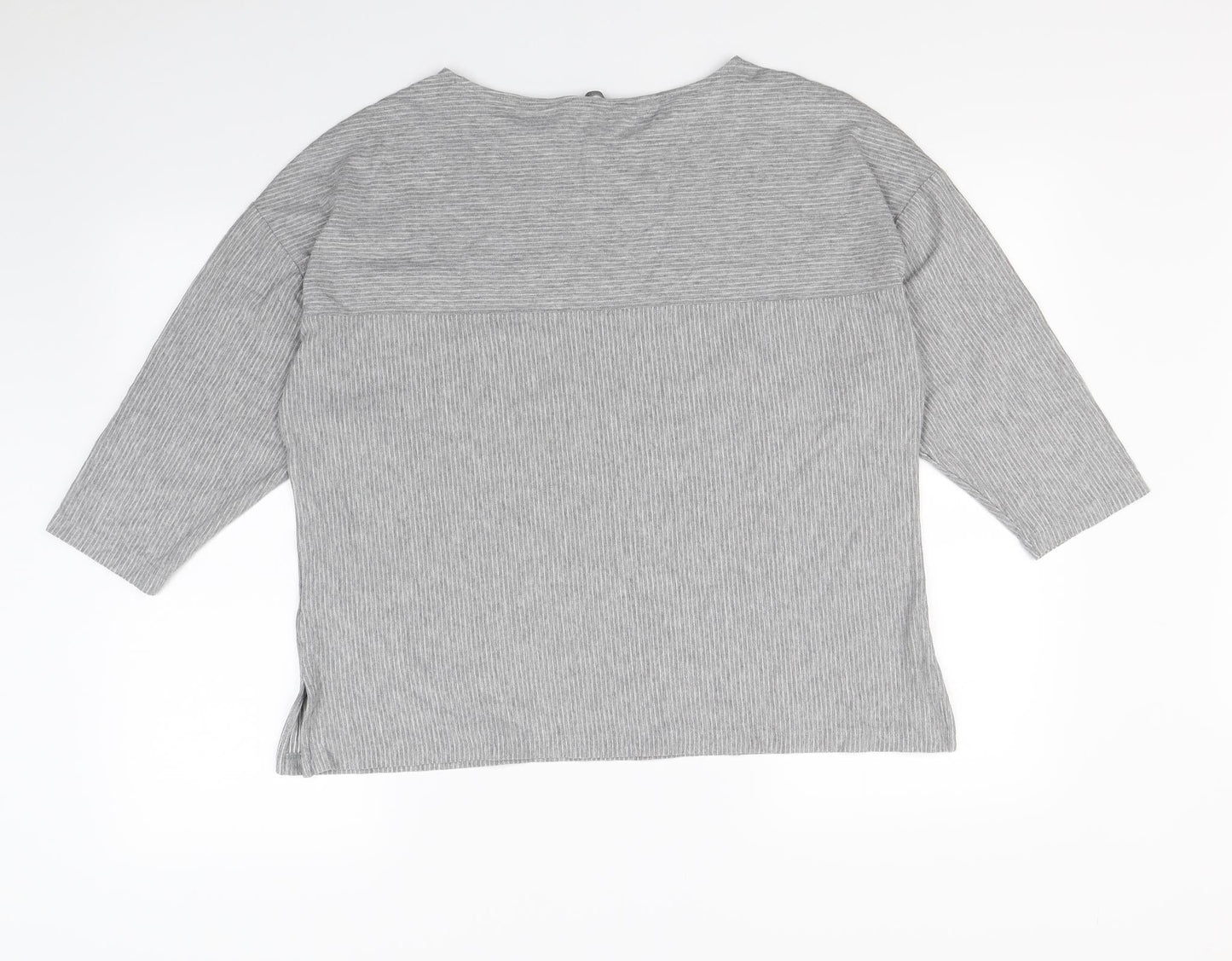 M&s Womens Grey Striped  Pullover Jumper Size 18