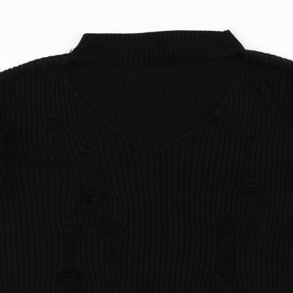 Preloved Misguided   Womens Black   Pullover Jumper Size S  - Distressed - Detail