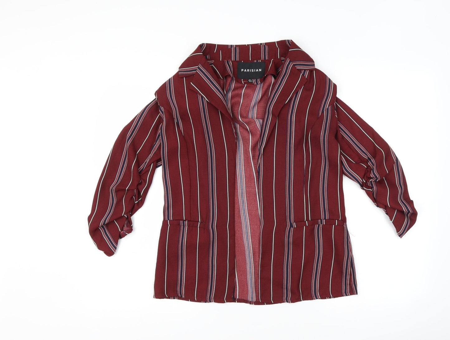 parisian Womens Purple Striped  Jacket Blazer Size 6  - 3/4 sleeves