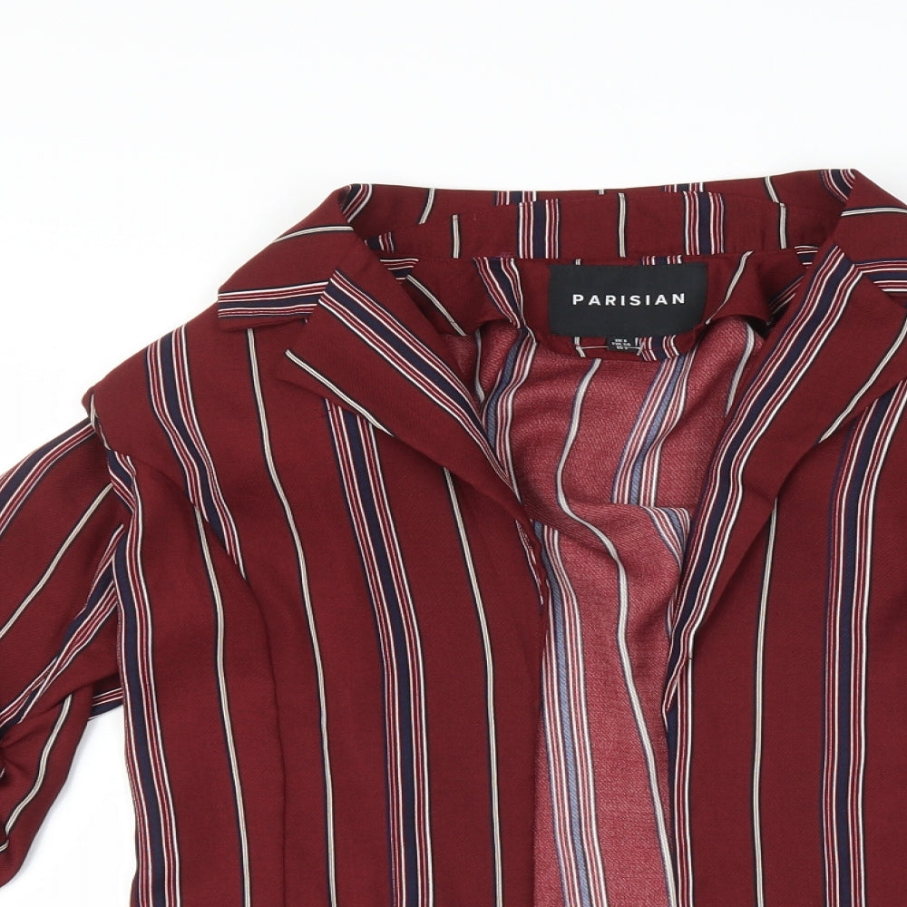 parisian Womens Purple Striped  Jacket Blazer Size 6  - 3/4 sleeves