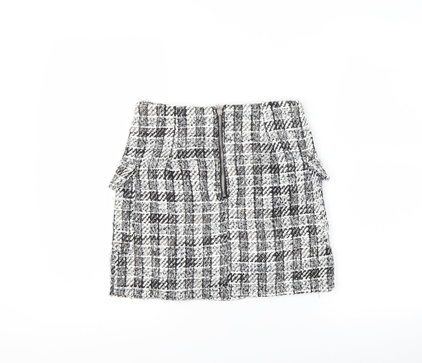 Preworn Womens Black Check  A-Line Skirt Size 26 in