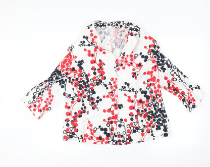Preloved Libra Womens White Polka Dot  Jacket Blazer Size 16 - Front