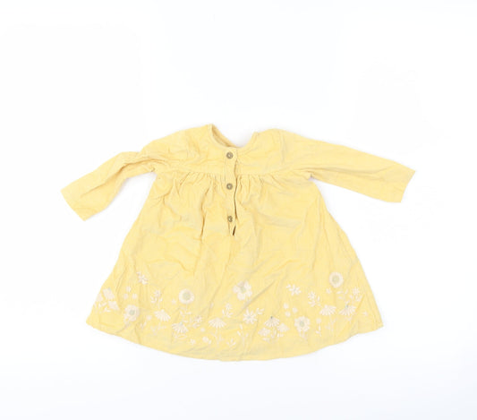 George Girls Yellow Floral Corduroy A-Line  Size 3-6 Months