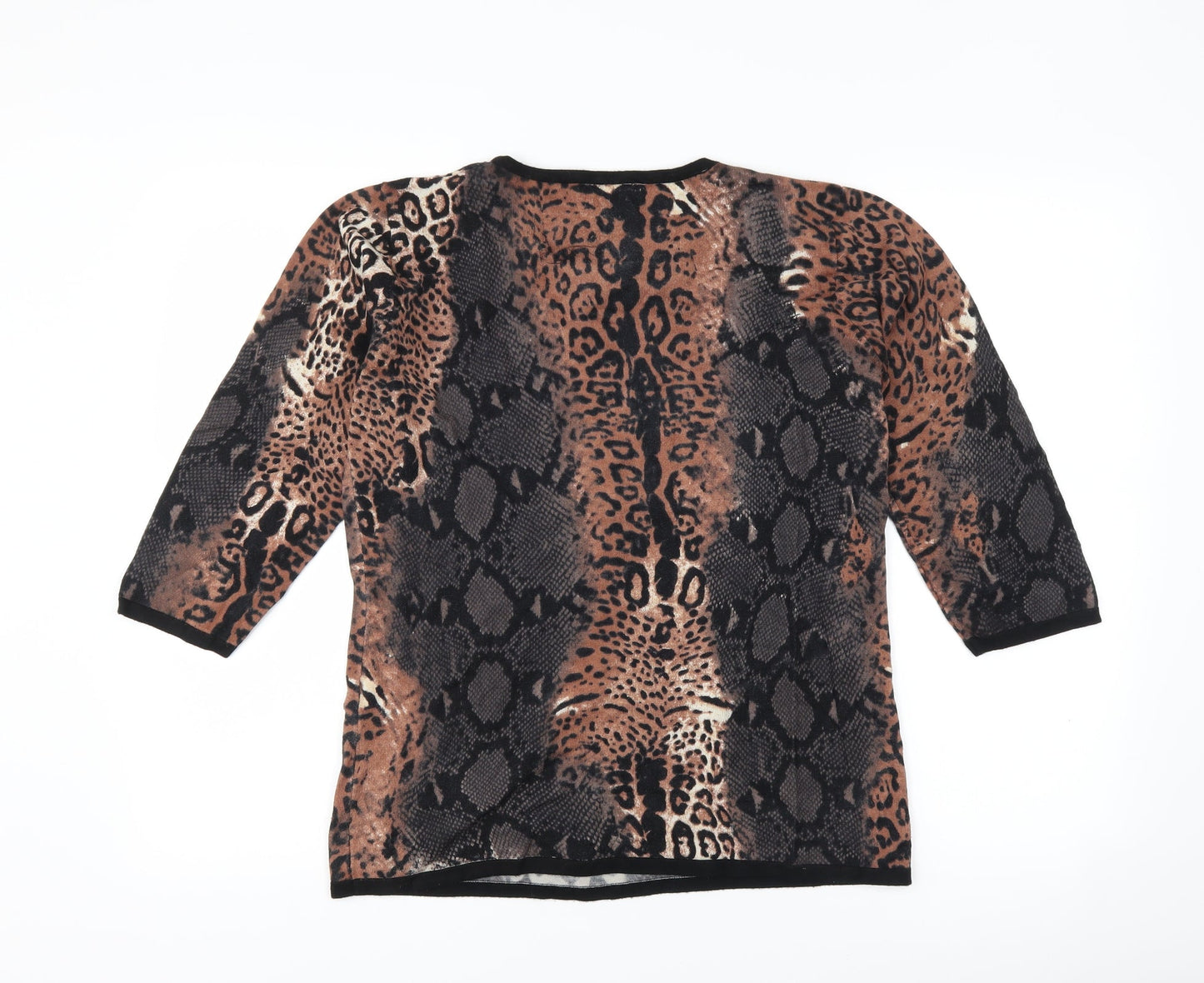 Casamia Womens Brown Animal Print  Pullover Jumper Size S