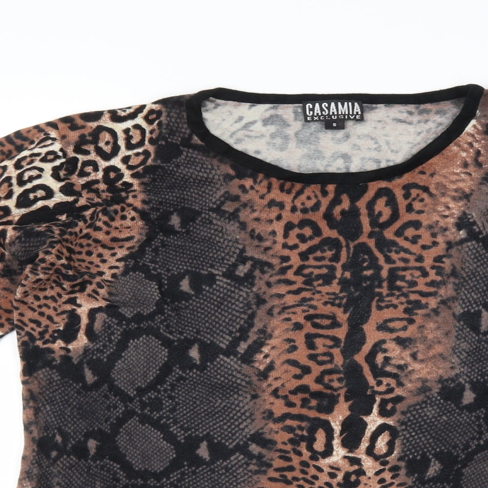 Casamia Womens Brown Animal Print  Pullover Jumper Size S