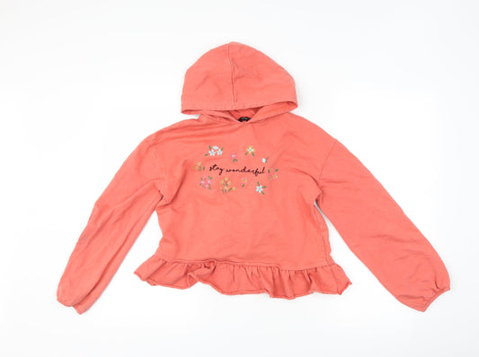 George Girls Pink Floral  Pullover Hoodie Size 10-11 Years  - slogan