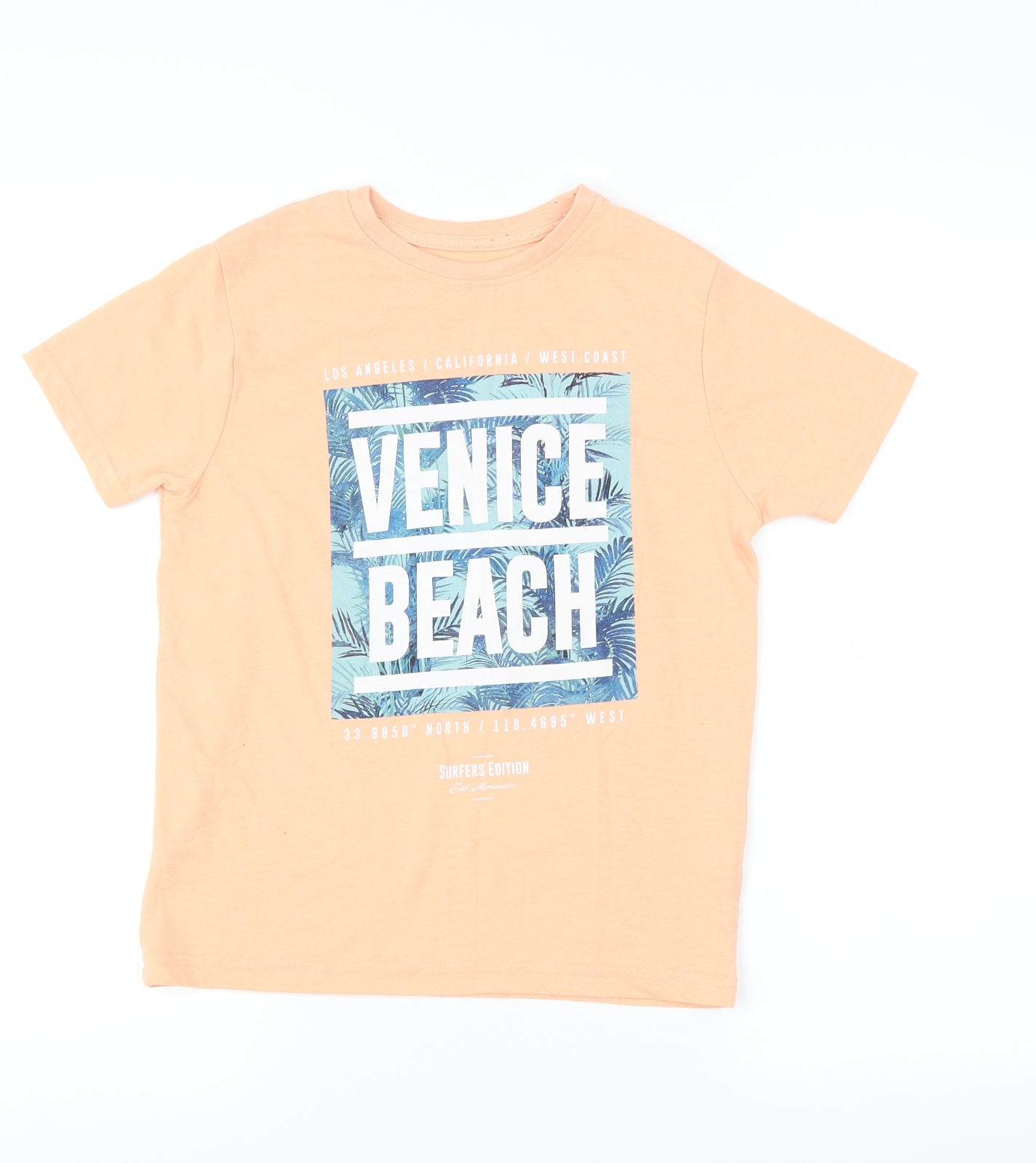 Primark Boys Orange   Basic T-Shirt Size 8-9 Years  - Venice beach