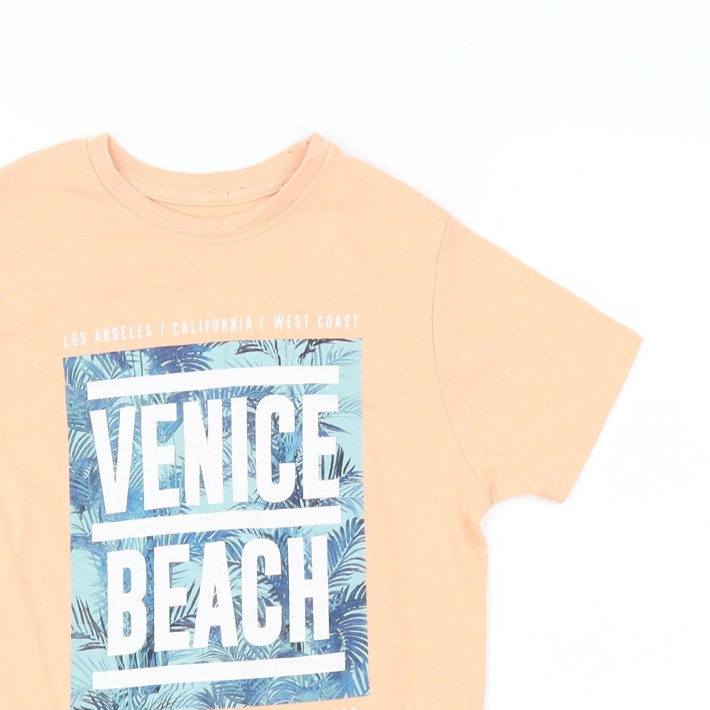 Primark Boys Orange   Basic T-Shirt Size 8-9 Years  - Venice beach