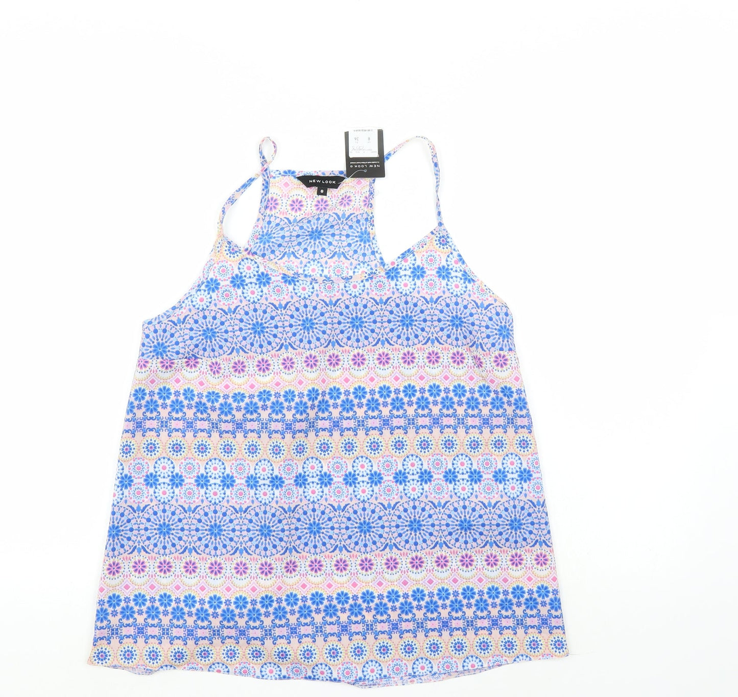 New Look Womens Multicoloured Geometric  Basic Blouse Size 8