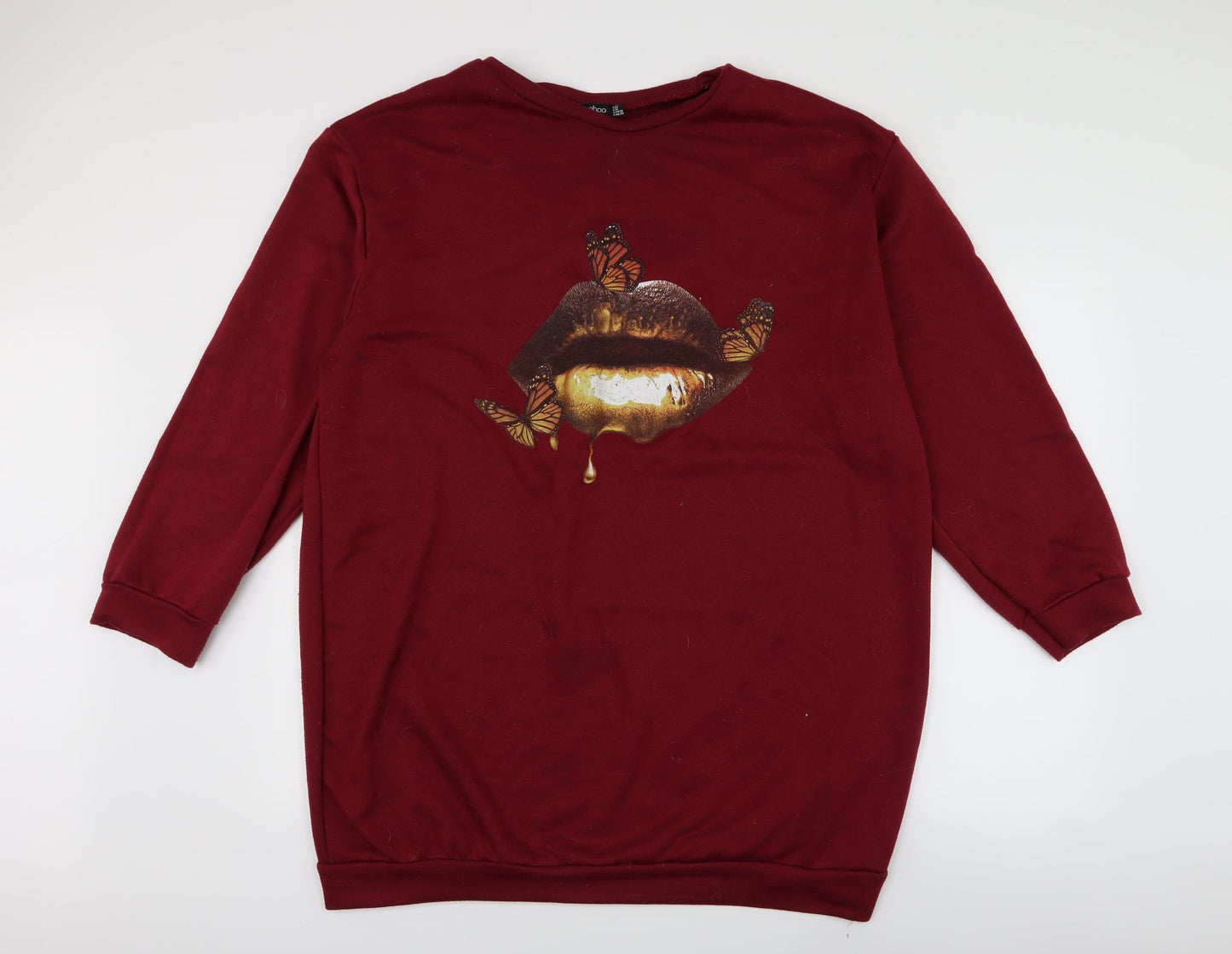 Boohoo Womens Red   Pullover Jumper Size 22  - Lips