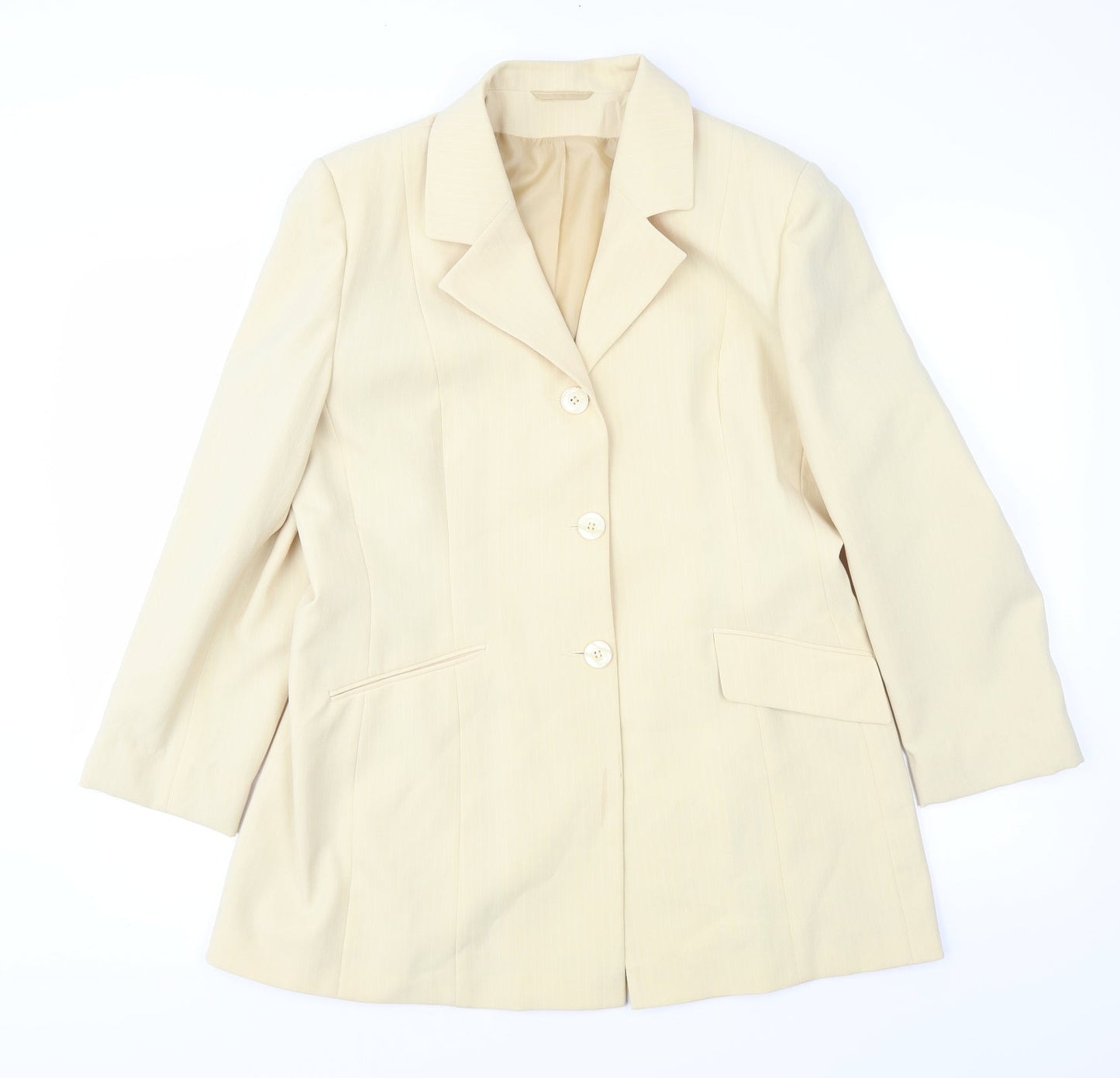 Just Jamie Womens Yellow Striped  Jacket Suit Jacket Size 16
