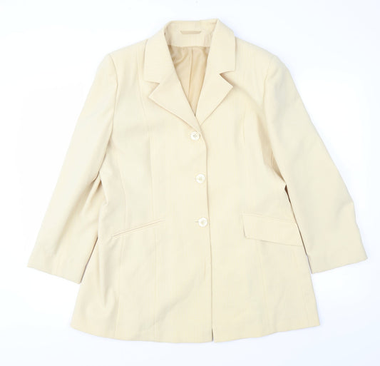 Just Jamie Womens Yellow Striped  Jacket Suit Jacket Size 16