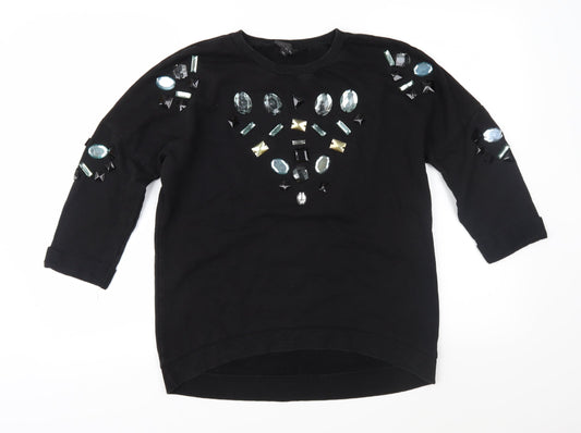 Topshop Womens Black   Pullover Sweatshirt Size 6