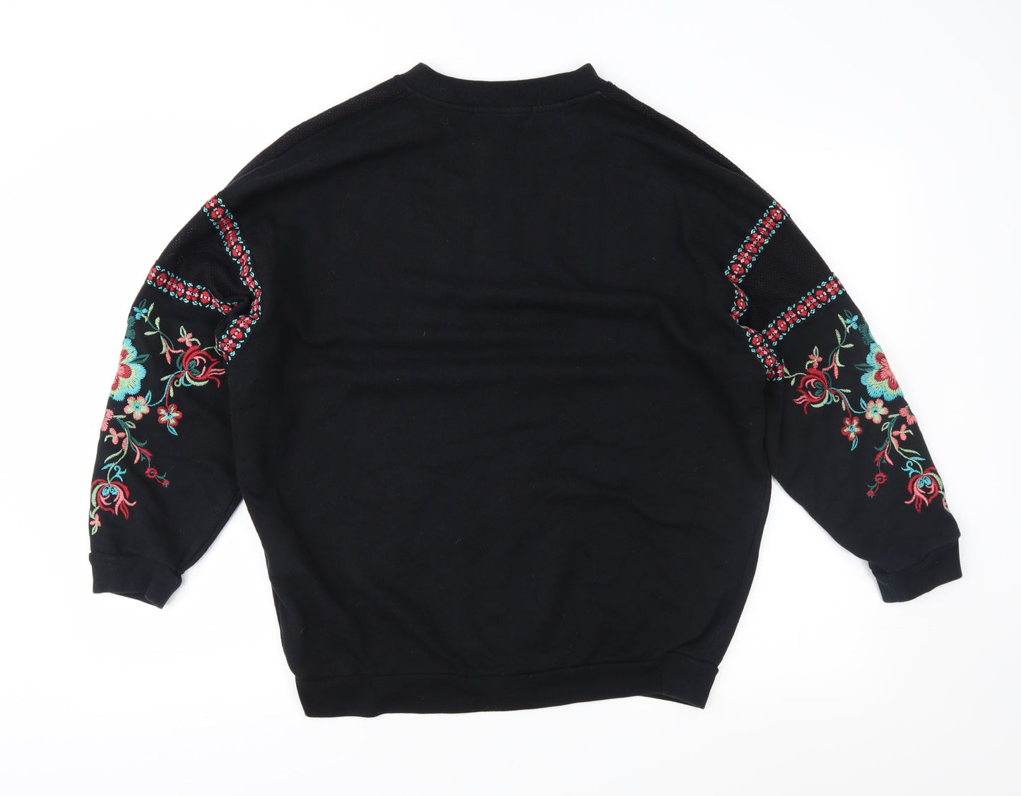 FOREVER 21 Womens Black Floral  Full Zip Sweatshirt Size M