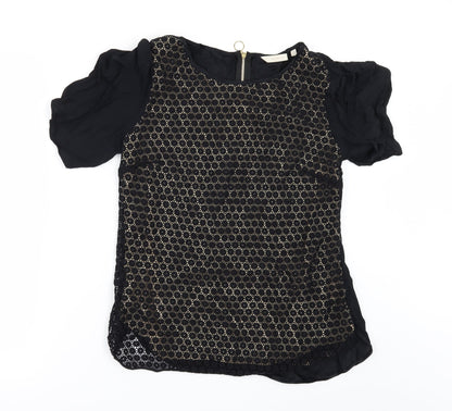 Preloved wishbone Womens Black   Tunic Blouse Size 10 - Front
