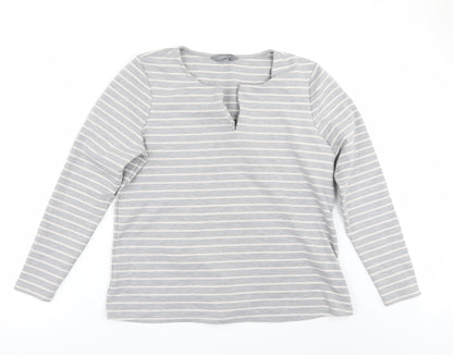 Preloved Principles Womens Grey Striped  Pullover Jumper Size 16 - Front
