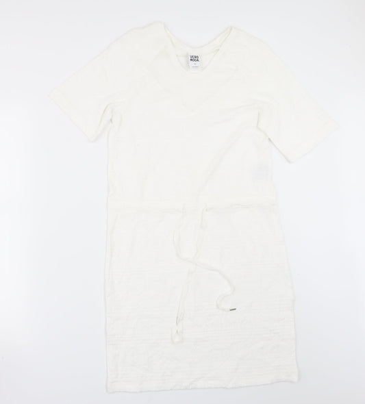VERO MODA Womens White   T-Shirt Dress  Size XS  - Drawstring waist