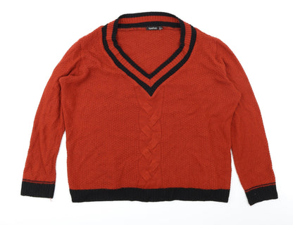 Preloved Boohoo Womens Orange   Pullover Jumper Size 18 - Front