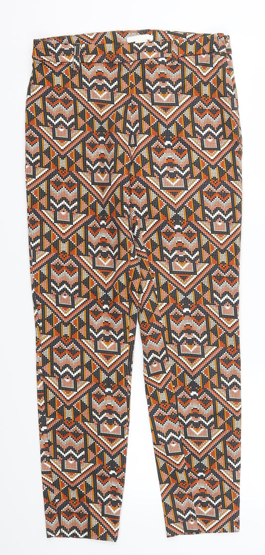 H&M Womens Orange Geometric  Trousers  Size 8 L27 in