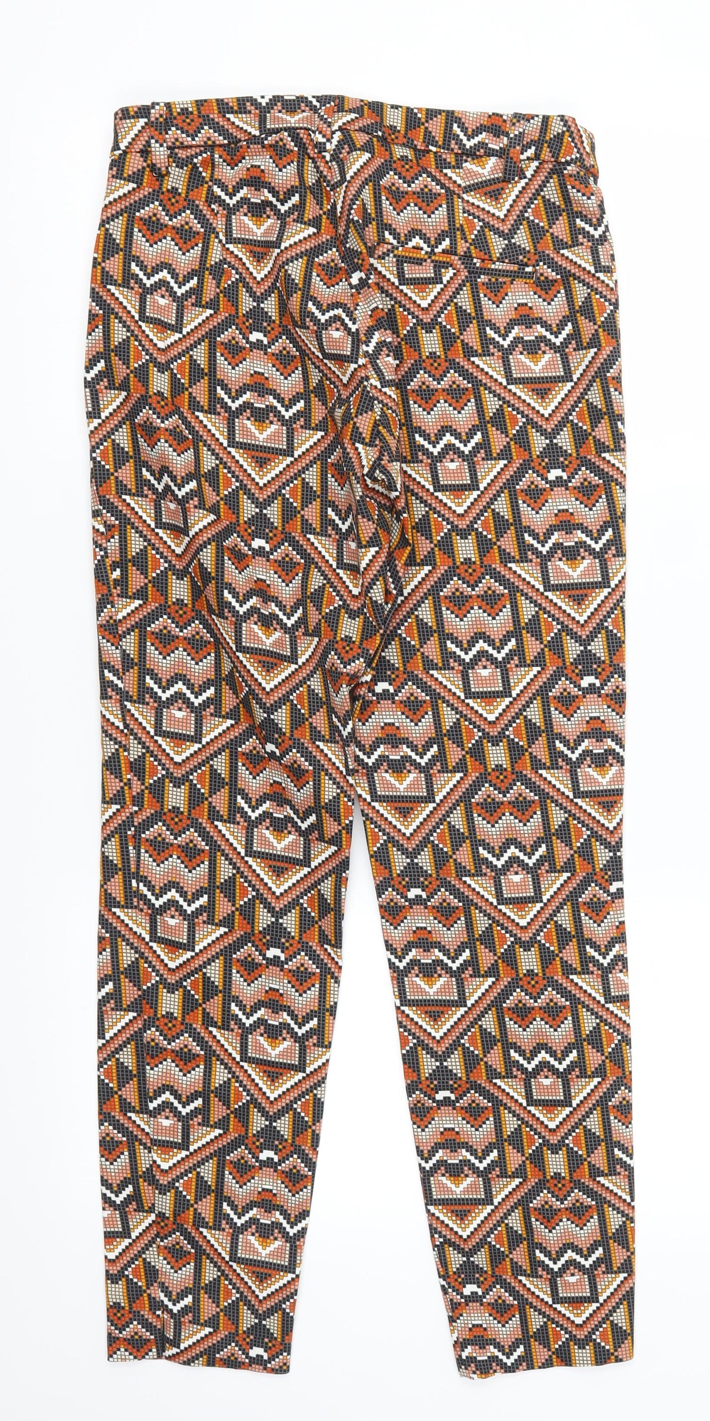 H&M Womens Orange Geometric  Trousers  Size 8 L27 in