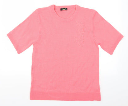Preloved Journey Womens Pink   Pullover Jumper Size S  - Pink Flowers - Front