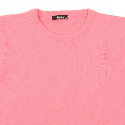 Preloved Journey Womens Pink   Pullover Jumper Size S  - Pink Flowers - Detail