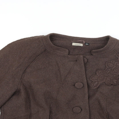 Preloved Coercion Womens Brown  Knit Jacket Blazer Size 14 - Detail