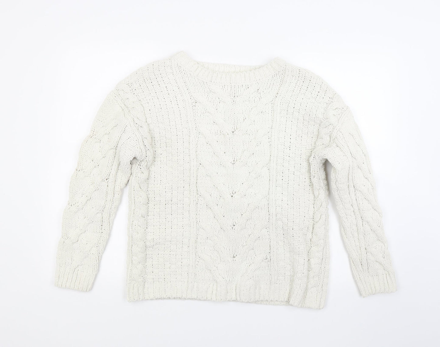 Preworn Womens White  Knit Pullover Jumper Size M