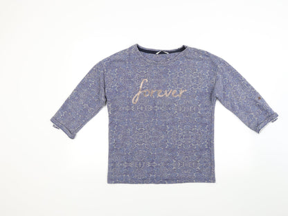 Preloved George Womens Blue Paisley Jacquard Pullover Sweatshirt Size 10 - Front