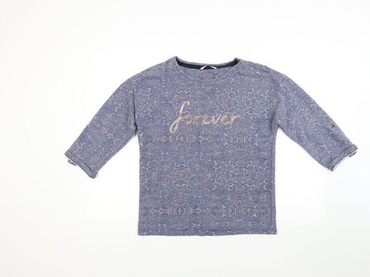 George Womens Blue Paisley Jacquard Pullover Sweatshirt Size 10