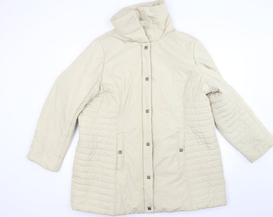 ELVI Womens Beige   Overcoat Coat Size L