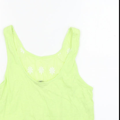Preloved NEXT Womens Green Floral Jersey Basic Tank Size 10 - Detail
