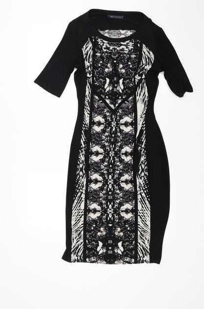 Preloved Marks and Spencer Womens Black Floral  Bodycon  Size 12 - Front