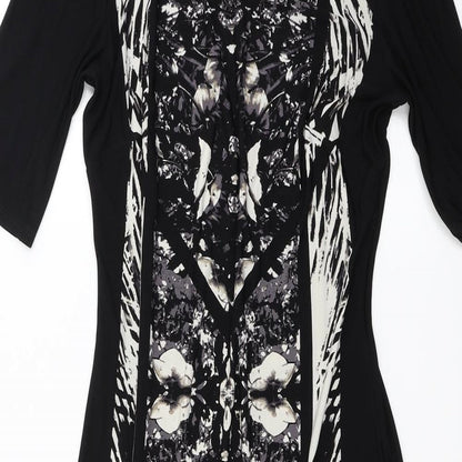 Preloved Marks and Spencer Womens Black Floral  Bodycon  Size 12 - Detail