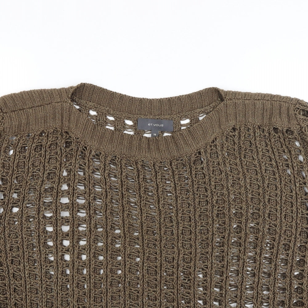 Et Vous Womens Brown  Knit Pullover Jumper Size 14