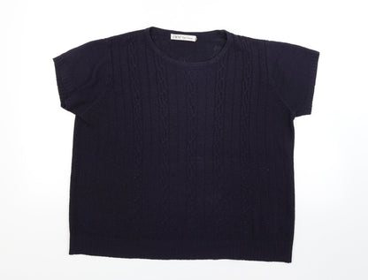 Preloved EWM Womens Blue  Knit Pullover Jumper Size L - Front