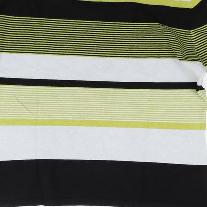 Preloved Text Womens Green Striped Knit Pullover Jumper Size M - Label