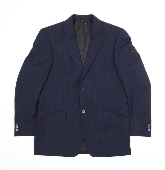 Brooker Tavern Mens Blue Striped  Jacket Suit Jacket Size 42