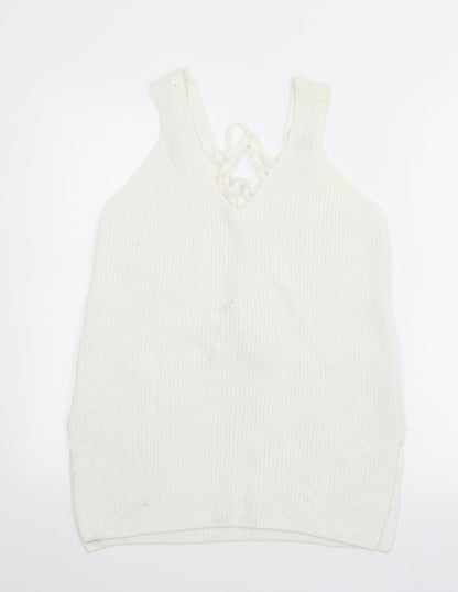 Preloved River Island Womens White   Vest Jumper Size 10 - Back