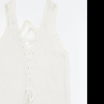 Preloved River Island Womens White   Vest Jumper Size 10 - Detail
