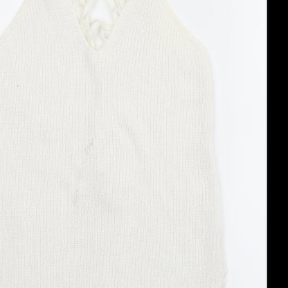 Preloved River Island Womens White   Vest Jumper Size 10 - Label