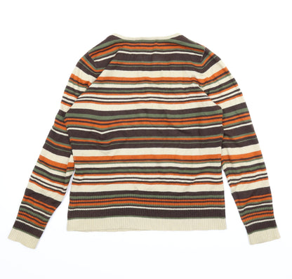 Preloved Florence & Fred Womens Brown Striped  Pullover Jumper Size 14 - Back