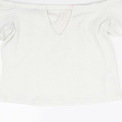 Preloved Ming Womens White   Basic T-Shirt Size M - Label