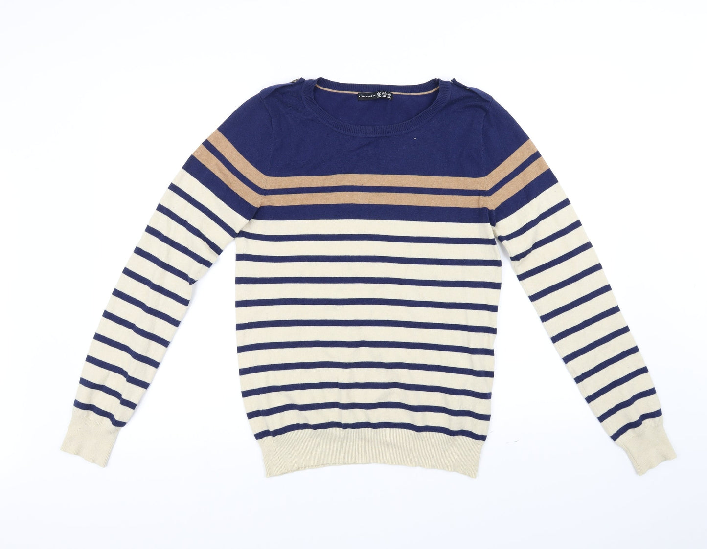 Atmosphere Womens Beige Striped  Pullover Jumper Size 12