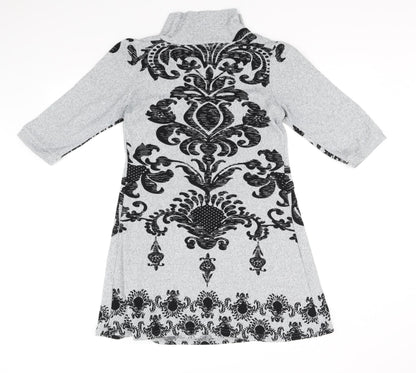 Back view of izabel women’s grey geometric fit & flare, size S