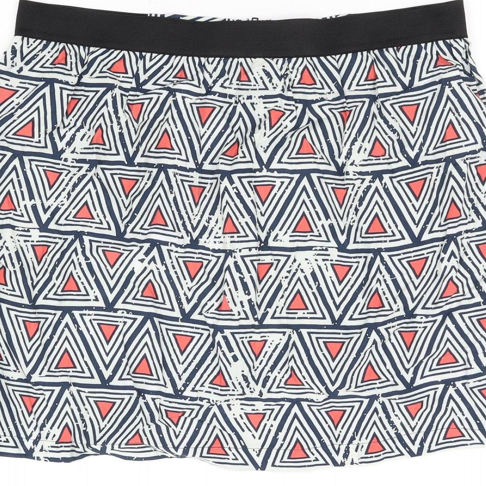 Limited Edition Womens White Geometric  Flare Skirt Size 14